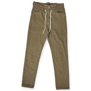 GAP Denim Boyfriend Pants Olive Green Drawstring Size 0